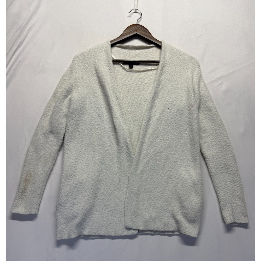 Banana Republic Fuzzy Cardigan Sweater Womens XS Petite White Nylon Open Front